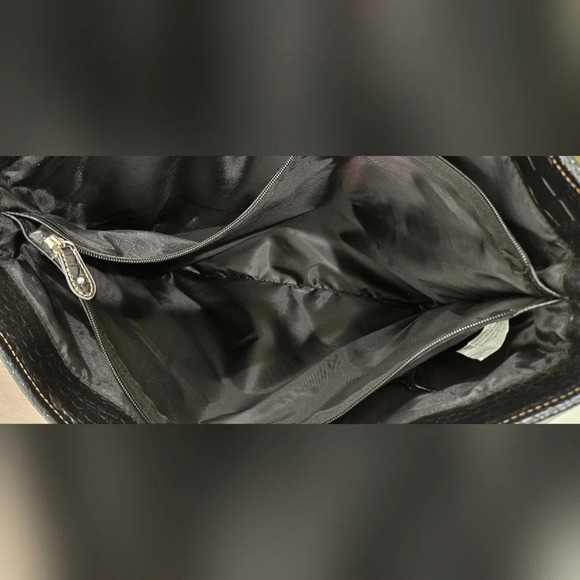 NWOT black crocodile pleather shoulder tote briefcase bag - Picture 8 of 9